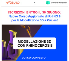 In scadenza: Corso Rhino 8 + Cycles a 99€ + iva