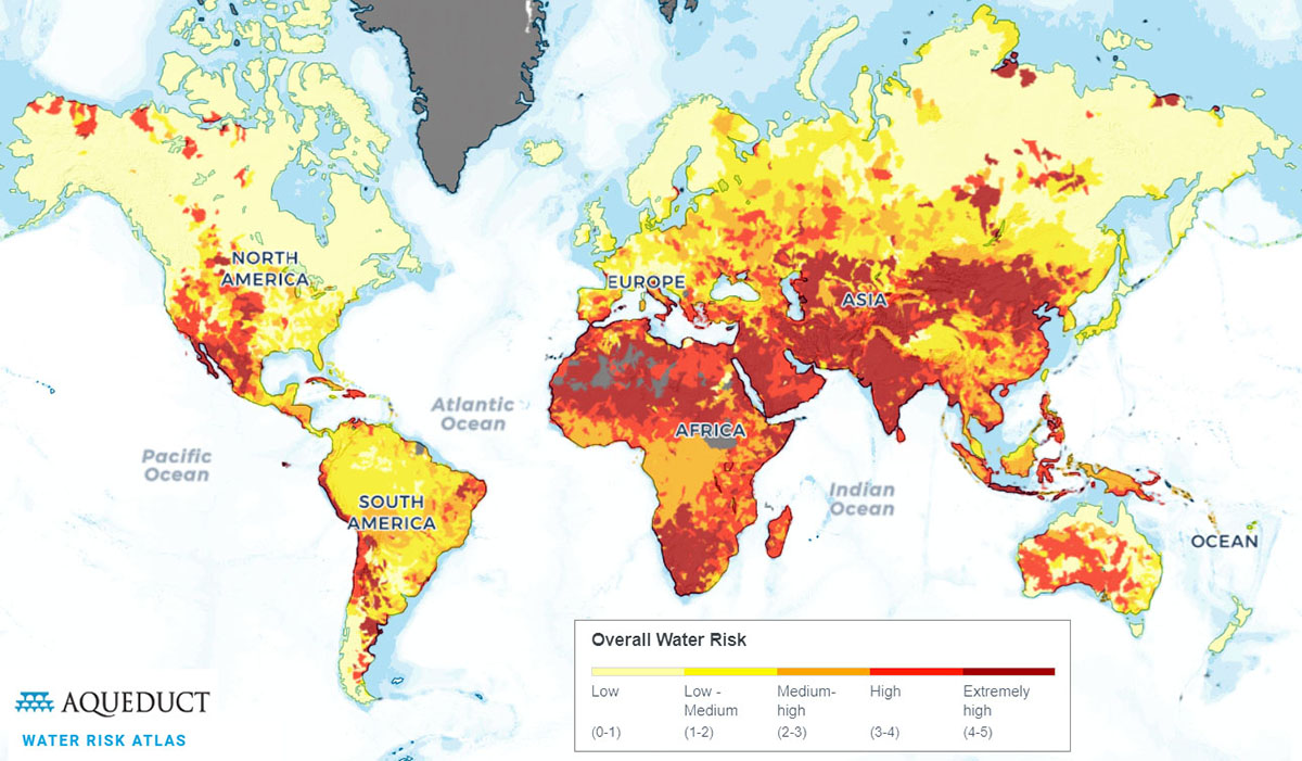 Acqueduct: mappa del rischio idrico nel mondo