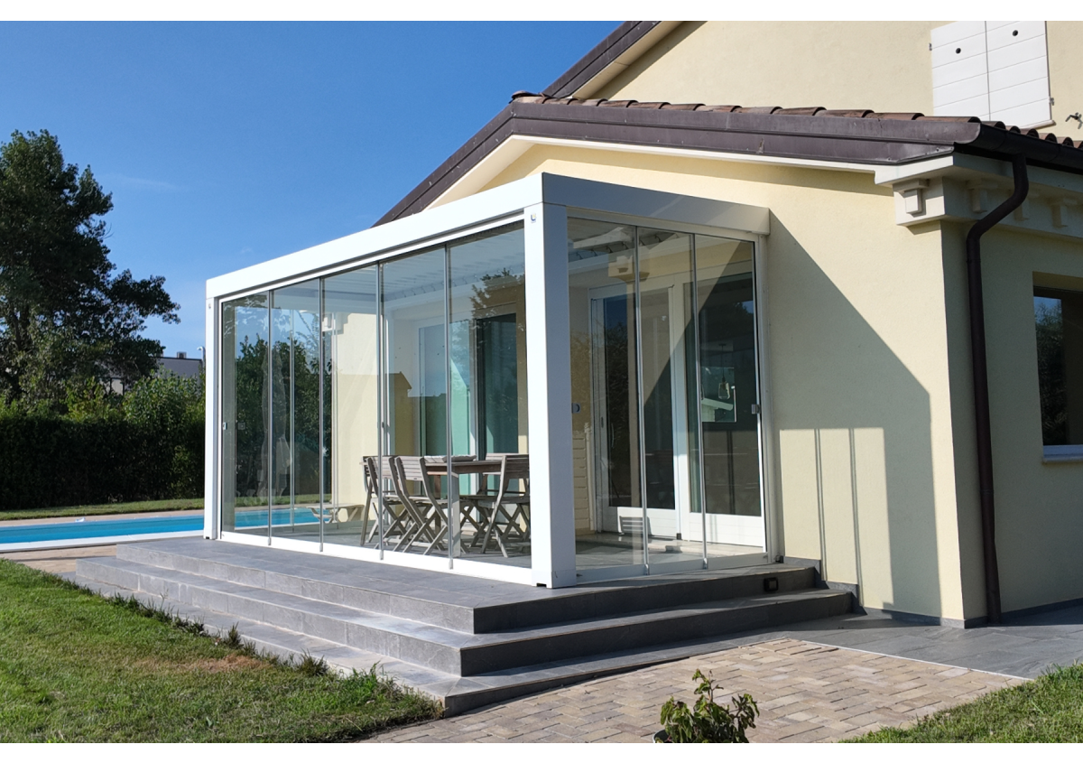 Pergola con vetrata