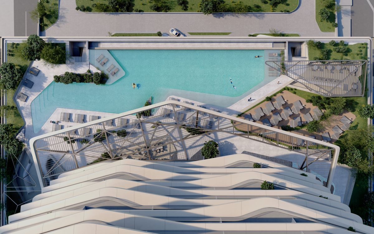la piscina a sfioro dell'Iconic Tower a Dubai
