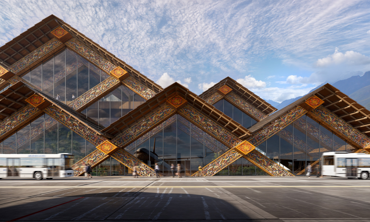 Aeroporto di Gelephu in Bhutab, progettato dallo studio di architettura Bjarke Ingels Bjarke (BIG)