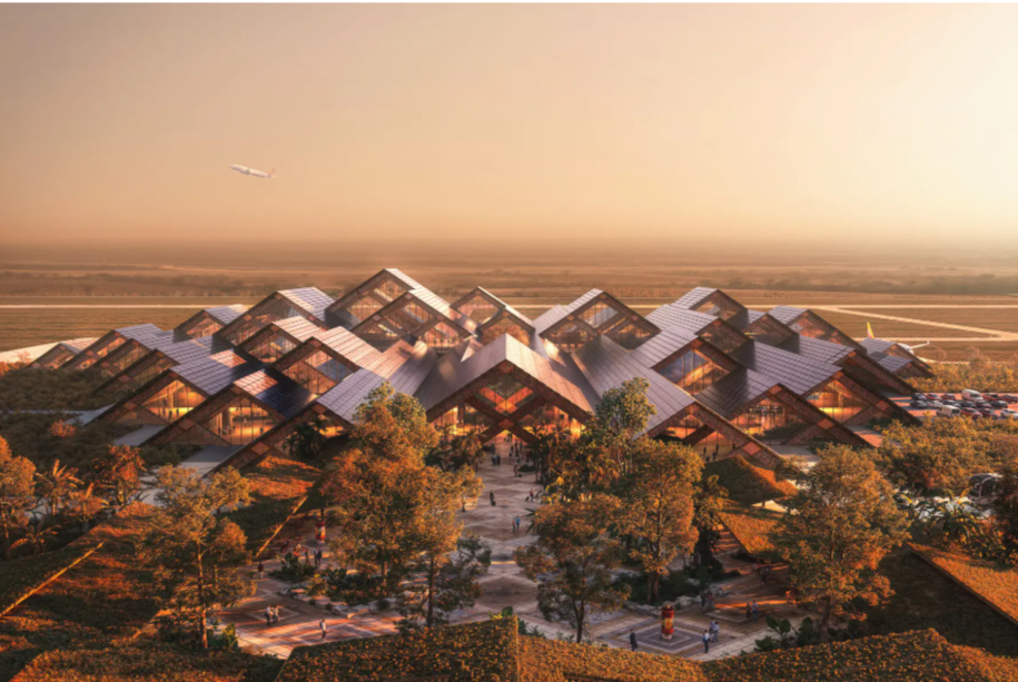 Aeroporto di Gelephu in Bhutab, progettato dallo studio di architettura Bjarke Ingels Bjarke (BIG)