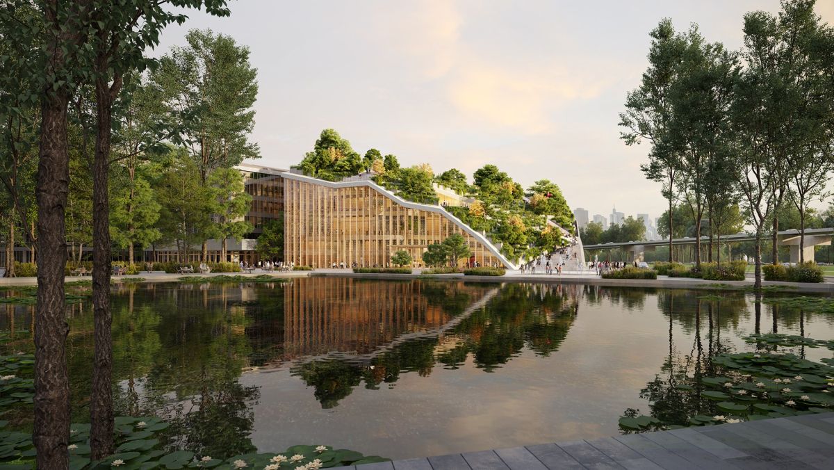 Il centro culturale del Chengdu Tianfu Software Park con tetto verde