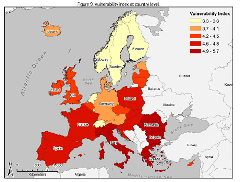Una buona parte dell'Europa è ad alta vulnerabilità sismica