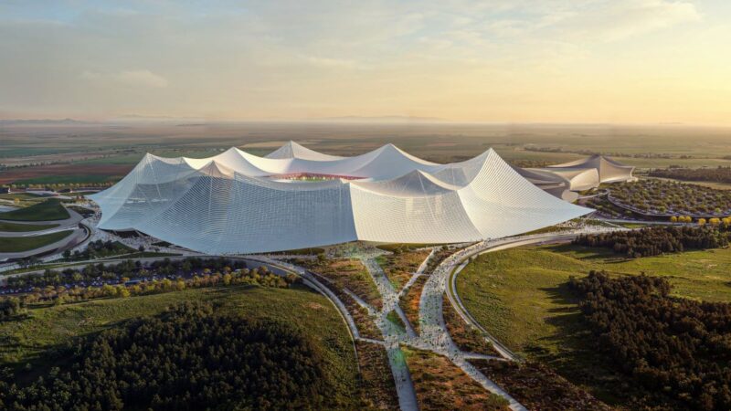 Lo stadio più grande al mondo richiama la forma di una tenda nel deserto