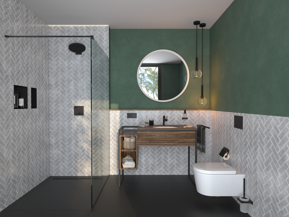 Specchio hansgrohe Xarita abbinato alle ceramiche sanitarie EluPura