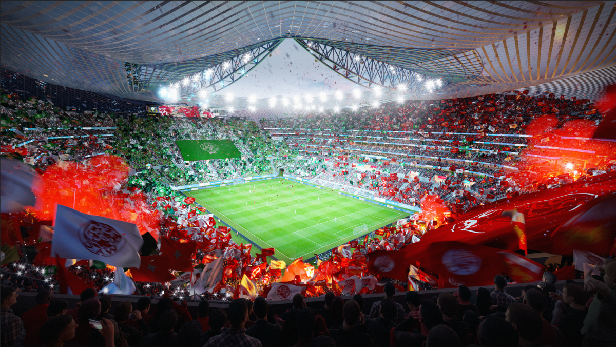 Interno dello Stadio di Casablanca realizzato dallo studio di architettura Oualalou + Choi 