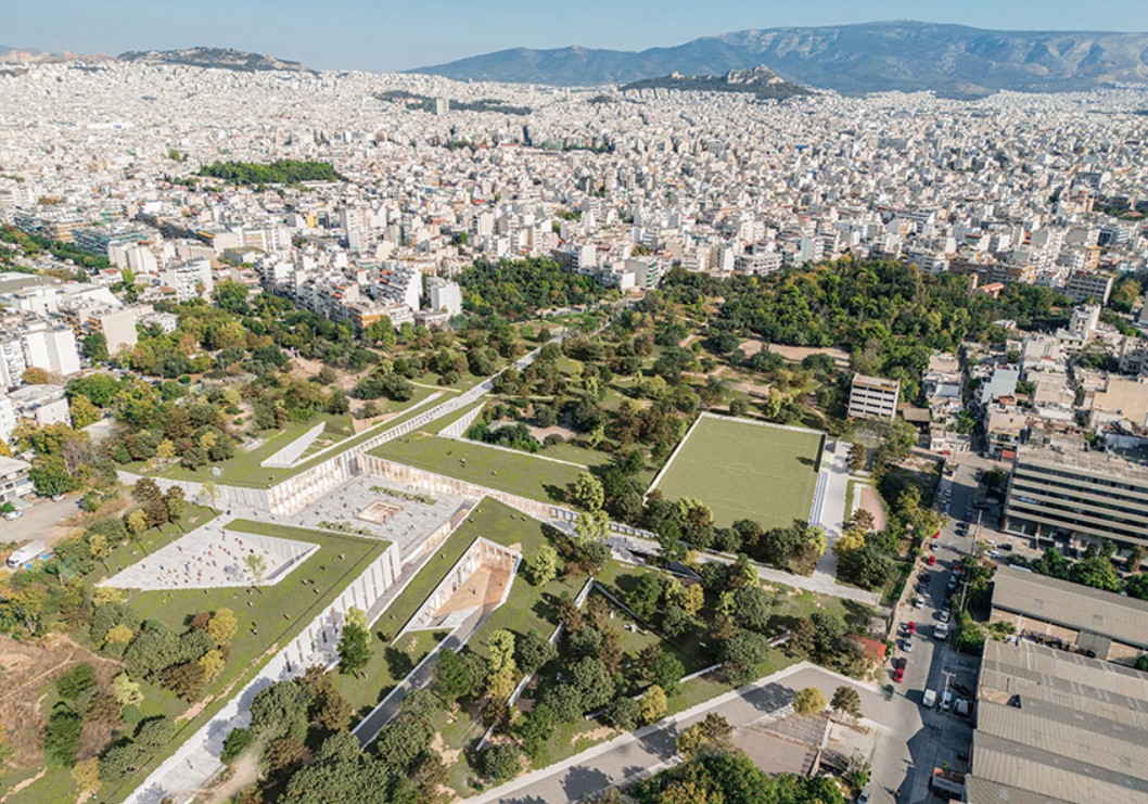 Progetto del nuovo museo verde di Atene, con il tetto calpestabile