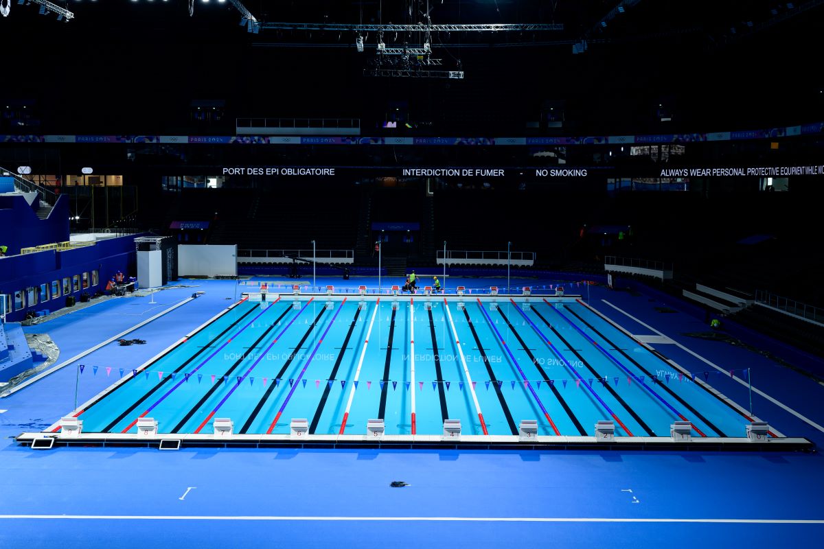 Piscina temporanea di Myrtha per le Olimpiadi di Parigi