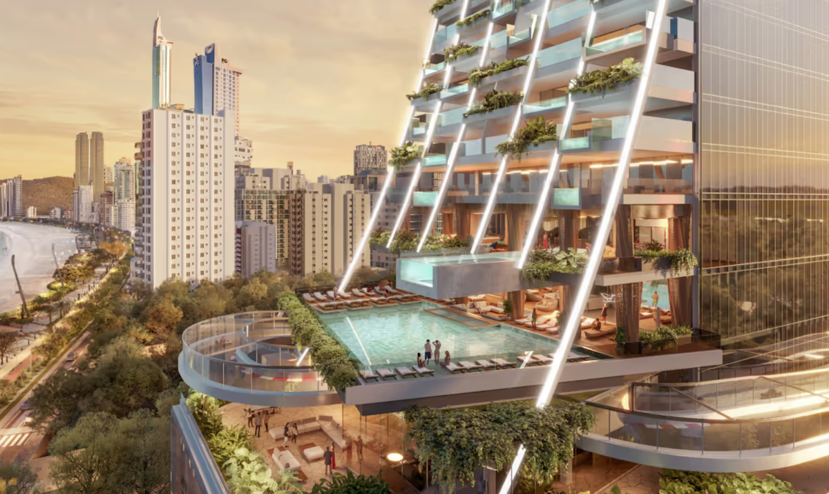 Rendering terrazza con piscina nella Senna Tower