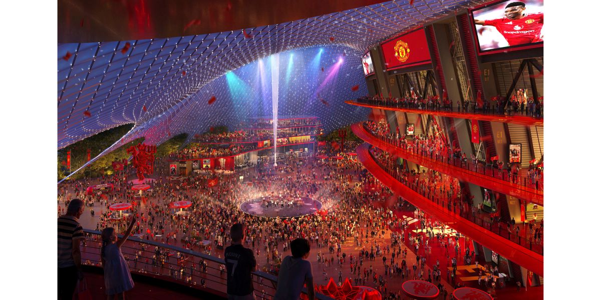 La piazza coperta dell'Old Trafford, nuovo stadio del Manchester United 