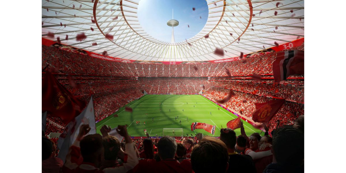 Vista interna dell'Old Trafford, nuovo stadio del Manchester United 